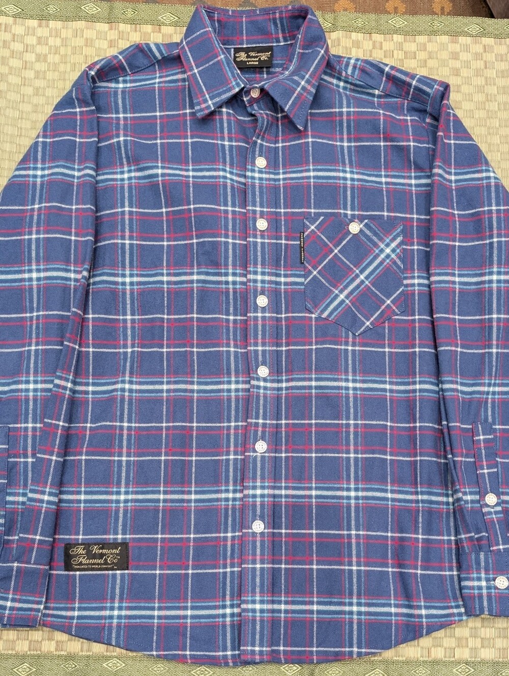 Vermont Flannel Co. Plaid Button Up Shirt Blue Men's Size Large Made in USA